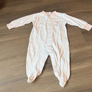 Babycottons pink polka dot print up up you go embroidered pima cotton footie